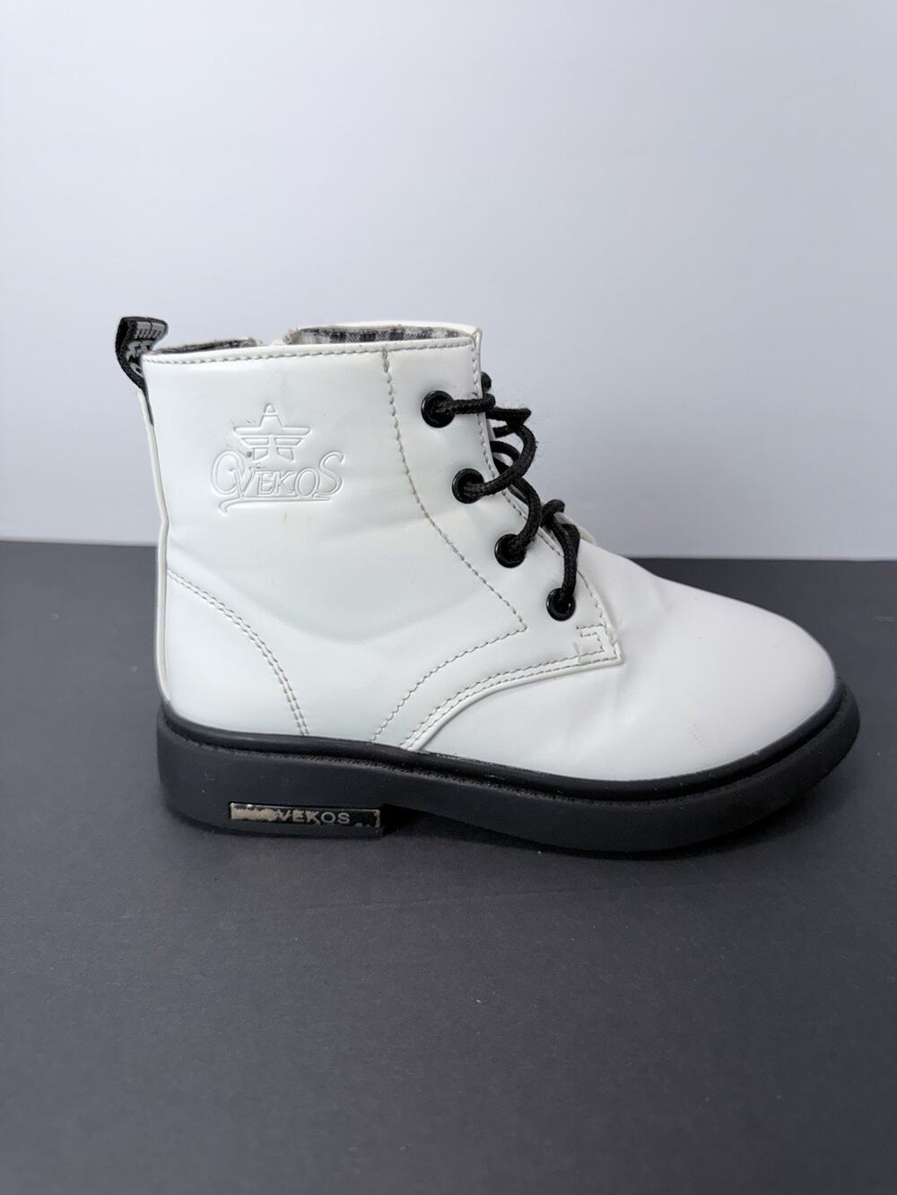 Ovekos Girls White Combat Boots Size 30 (12.5 US)